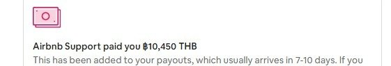 Airbnb Support paid you $307
